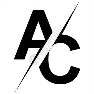vs标志素材字母 A C ac 徽标通过闪电对角分隔 撞击与 vs c ac插画