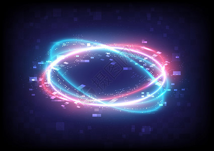 故障和像素 技术发光的旋流光效果 圆形元素的能量 发光的科幻小说 闪亮的霓虹灯宇宙 未来的漩涡宇宙踪迹效果 魔框设计图片