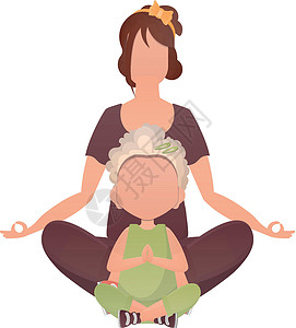 闲暇坐妈妈和女儿在冥想 卡通风格 孤立 矢量女性父母运动插图孩子童年瑜伽成人家庭实践设计图片