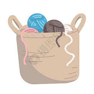 手工物品带有线形半平面彩色矢量对象球的桶设计图片