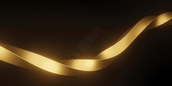 黑色背景 复制空间为3D的金金属抽象波曲线闪光推介会墙纸卡片奢华海报辉光金子运动背景图片