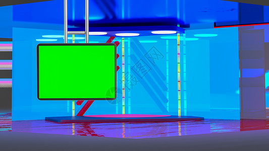 虚拟电视新闻广播演播室背景房间电视屏幕渠道广播视频生产绿色场景娱乐背景图片