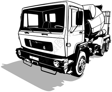 搅拌车素材混凝土混合装配卡车陆地设备插图草图搅拌车活动工程道路建造业商业插画