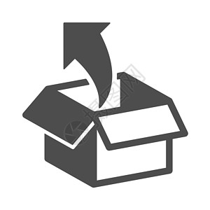 打开的包装盒在白色背景上隔离带有箭头矢量图标的打开框 用于 web 移动应用程序和 ui 设计的包装盒图标插画