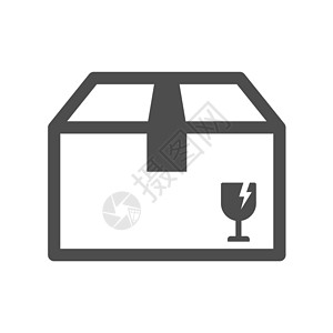 纸盒图在白色背景上隔离的框矢量图标 用于 web 移动应用程序和 ui 设计的带有易碎品图标的包装盒插画