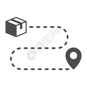 京东仓库分部地图在白色背景上隔离的订单状态矢量图标 到取件点的虚线指示的包裹递送路径 用于 web 移动应用程序和 ui 设计的股票矢量插图设计图片