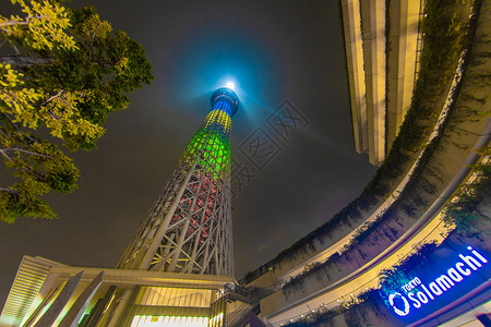 东京奥运闪屏页东京天树奥林匹克色彩旅游景点地标建筑群电塔天空城市摩天大楼夜景建筑背景