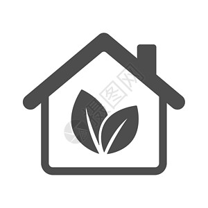 智能办公web首页界面带生态叶的智能房屋自动化控制系统符号 智能家居技术剪影矢量图标孤立在白色背景上 用于 web 移动应用程序和 ui 设计的现代信设计图片