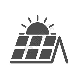 面板设计太阳能电池与太阳剪影矢量图标隔离在白色背景 用于网络 移动应用程序和用户界面设计的太阳能面板平面图标插画
