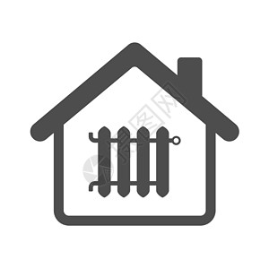 房子矢量图标带加热散热器的智能住宅自动化控制系统符号 智能家居技术剪影矢量图标孤立在白色背景上 用于 web 移动应用程序和 ui 设计的现设计图片