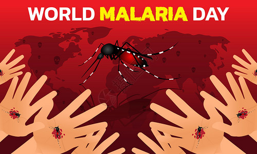 红似蚊子血世界疟疾日徽章疾病疾日野生动物标签蚊子按钮感染地球药品插画