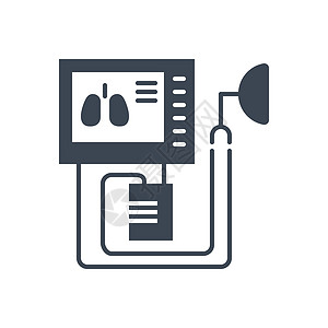 与医疗通风机有关的病媒甘体图标机器控制操作有氧运动病人情况通风服务矢量字形插画