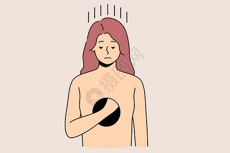 胸部保健内心有洞的不快乐妇女患有抑郁症插画