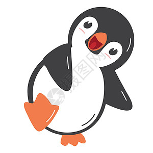 企鹅线稿可爱企鹅漫画平板风格婴儿孩子们野生动物插图线稿幸福孩子动物荒野哺乳动物插画