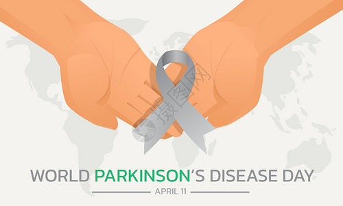世界帕金森病日标题世界帕金森病日焦虑丝带明信片医院标签病人疾病帮助诊断传单插画