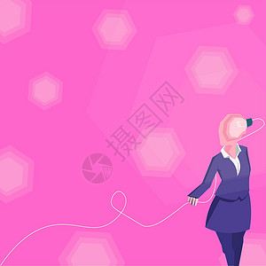 专业女性领导着全新想法 穿着正式装饰灯泡的女士将大脑连接起来 有创意地思考解决问题 明亮的视觉领袖创造力成功商业计算机运动套装粉设计图片