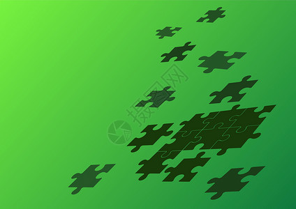 悬浮在空白空间之上的Jigsaw拼图片合在一起 象征着实现展示成功实现项目目标的新想法 掌声绿色数学休闲蓝色图形计算机技术命令绘背景图片