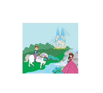 公主和小鸟公主和王子在美丽的花园中插图男人植物树叶夫妻圆圈花瓣女士女王瀑布设计图片