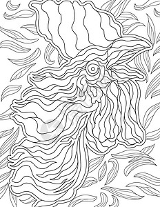 抽象矢量线描公鸡嘴张开 数字艺术线条图像鸡叶子图案背景 大纲图稿设计母鸡动物叶纹理背景图片