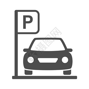 停车须知用于网络 移动应用程序 ui设计和打印的汽车停车图标; 在白色上隔开的光环插画