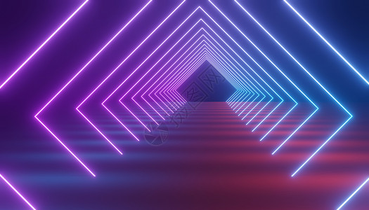 黑暗背景下 RGB 霓虹灯的 3d 渲染 抽象激光线显示在晚上 紫外光谱光束场景韵律坡度脉冲海浪插图墙纸拱廊冲动游戏辉光背景图片