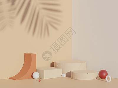 3d 抽象白色平台展示产品和化妆品展示与水磨石理念概念 用于模拟和广告的最小讲台 渲染网页横幅的几何设计场景风格装饰品陈列柜嘲笑背景图片
