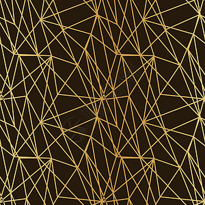在黑色奢侈背景上以薄金线为底色的三角形条形图案 包装纸纺织品无缝模式裂缝休息横幅装饰金子奢华风格碎片金属海报背景图片
