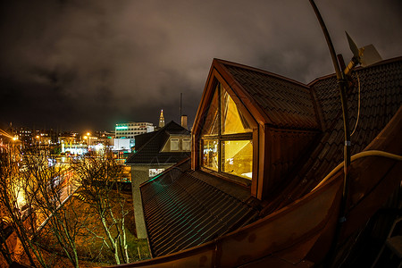 冰岛剖面城市景色夜间场景建筑学机构居住区夜空房子景点住宅建筑夜景景观背景图片