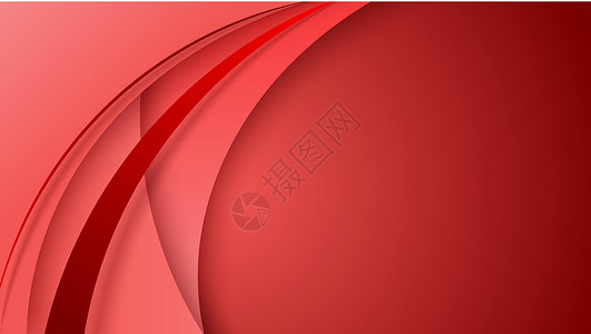 Banner 设计模板抽象曲线形形状 重叠层红色背景纸剪裁样式插画