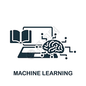 算法图机器学习图标 单色简单人工智能图标 用于模板 网络设计和信息图的功能性符号Name头脑中风机器人芯片插图电路数据技术创新电脑设计图片