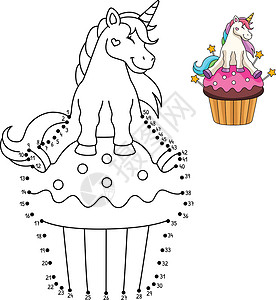 点蛋糕素材独角兽在一块小蛋糕上坐着的点插画