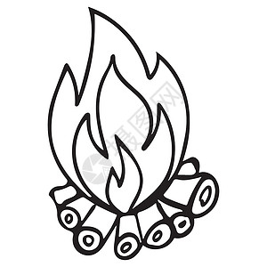 野外用火用手在石头上画着彩色的营火 矢量快道点火剪辑草图绘画壁炉旅游艺术火焰危险涂鸦活动篝火设计图片