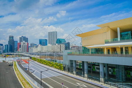 高那泽镇关口港区景观机车城市电力背景图片