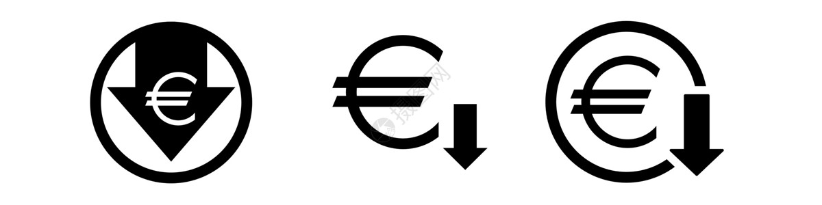 后裔欧元下调符号图标集设计图片