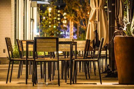 时装餐厅图像机构建筑咖啡店街景桌子城市阳台露台夜景座位背景图片