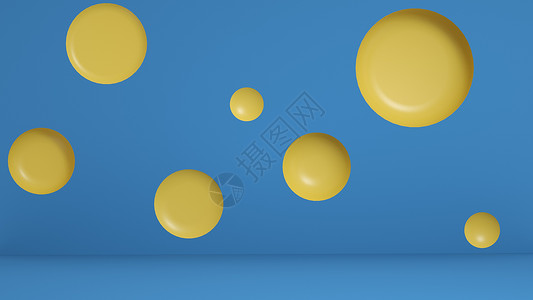 3d 提供讲台最低蓝色和黄色背景场景 最起码抽象背景背景图片