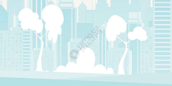 蓝色的城市 宽幅海报 有您性格的空间 卡通风格 矢量插图背景图片