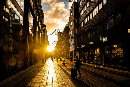 斯德哥尔摩市景和晨光统计黄色橙子建筑资料背景图片