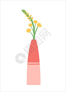 花瓶中的花朵 简单的平板设计矢量插图植物装饰花束植物群平面季节礼物玻璃风格背景图片