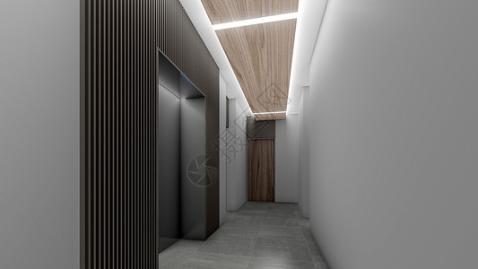 3D 在酒店走廊插图中提供电梯背景图片