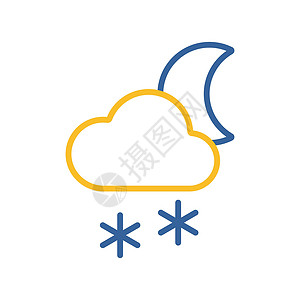 云与雪月亮矢量图标 天气信号贮存月光按钮天空预报季节插图气象背景图片