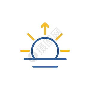 日出矢量隔离平面图标 天气信号插图地平线阳光标识太阳预报气象日落晴天背景图片