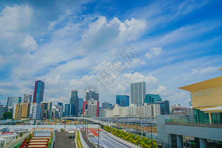 高那泽镇关口城市机车电力港区景观背景图片