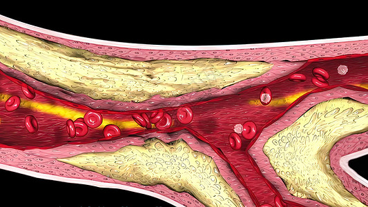 显微摄影显示含有胆固醇的凝固性醇斑块插头解剖学教育血流损害生理凝块化学药品插图背景图片
