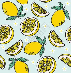 有机柠檬片新鲜柠檬片 水果 无缝无缝模式柚子柠檬味道种子叶子热带黄色营养果汁几何设计图片