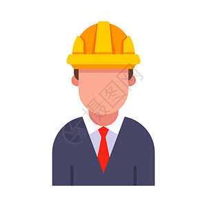 戴头盔的工人身戴黄色硬帽的建筑师 在白色背景上设计图片