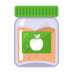 苹果酱在一个玻璃罐子里 为婴儿食物插画