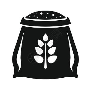 粗麻布袋子里的谷物的黑色图标 烘烤面包用的面粉插画