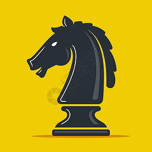 黄色的马黄色背景的象棋骑士 马头插画