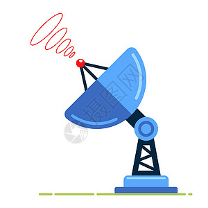 雷达信号接收或发送信号的白色背景上的卫星天线盘天空渠道电子产品数据盘子波浪通讯接待收音机广播插画